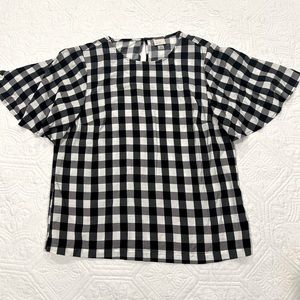 NWOT A New Day, Women’s Black‎ Buffalo Plaid blouse, washed/never worn, Sz M